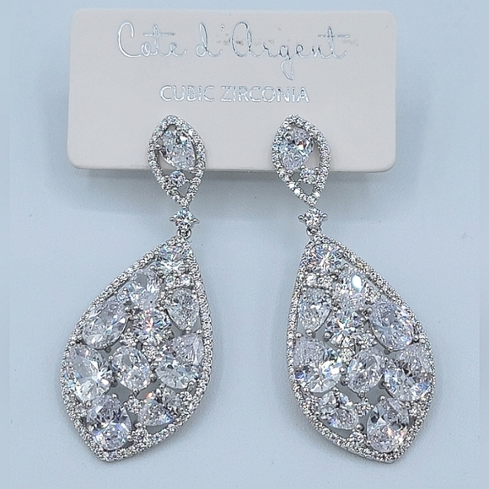Silver Crystal Earrings NWT #2387